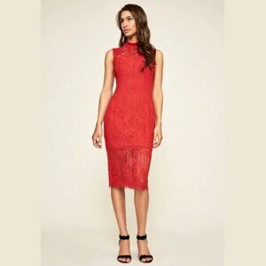 Stunning Red Lace/Velvet Tadashi Shoji Cocktail Dress Sz12